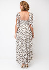 Pretty Lavish Tiered Polka Dot Midi Dress, Beige and Brown