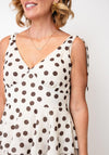 Pretty Lavish Tiered Polka Dot Midi Dress, Beige and Brown