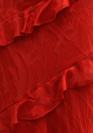 Pretty Lavish Neima Frill Midaxi Dress, Red