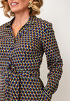 Pretty Vacant Geometric Print Midi Dress, Navy Multi