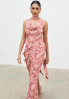 Pretty Lavish Constance Scarf Ruffle Maxi Dress, Pink