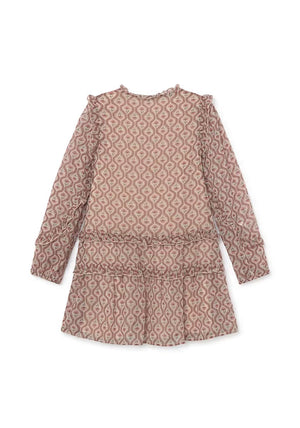Mayoral Older Girl Long Sleeve Print Dress, Beige