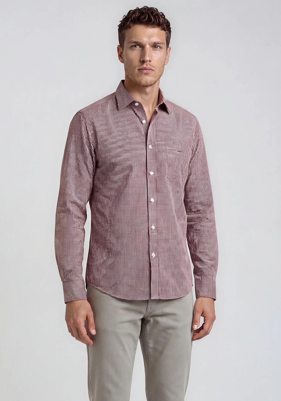 R.M WILLIAMS Classic Micro Gingham Shirt, Red