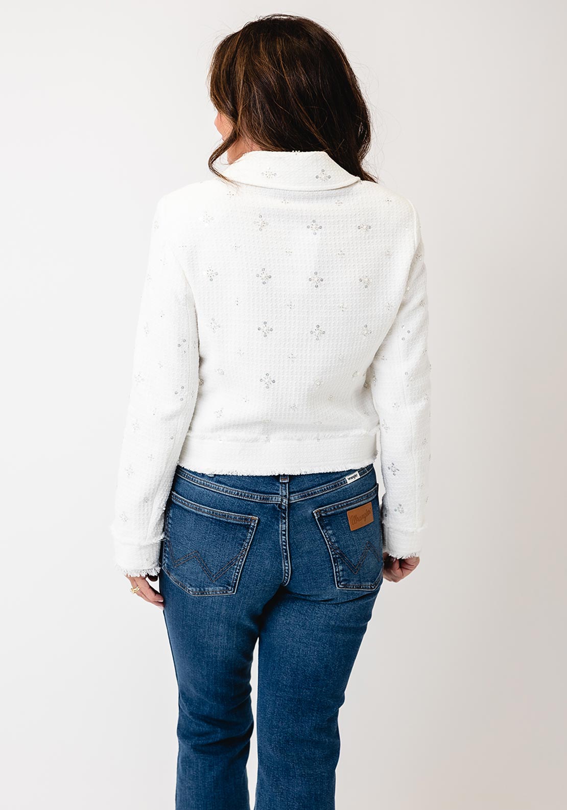 Robell Bead and Sequin Detail Jacket, White