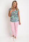 Robell Inka Knot Neck Floral Top, Multi