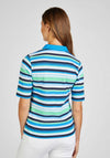 Rabe Pique Cotton Striped Polo Shirt, Blue