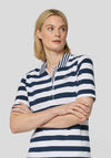 Rabe Striped with Button Placket Polo Shirt, White and Navy
