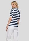 Rabe Striped with Button Placket Polo Shirt, White and Navy