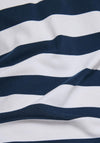 Rabe Striped with Button Placket Polo Shirt, White and Navy