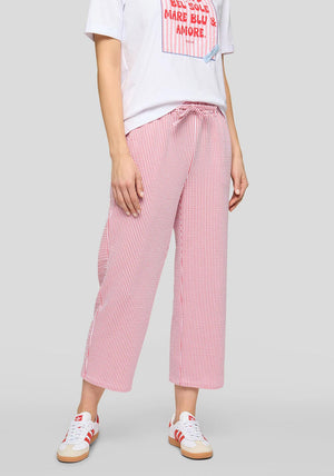 Rabe Cotton-Blend Pinstripe Wide Leg Trousers, Red and White