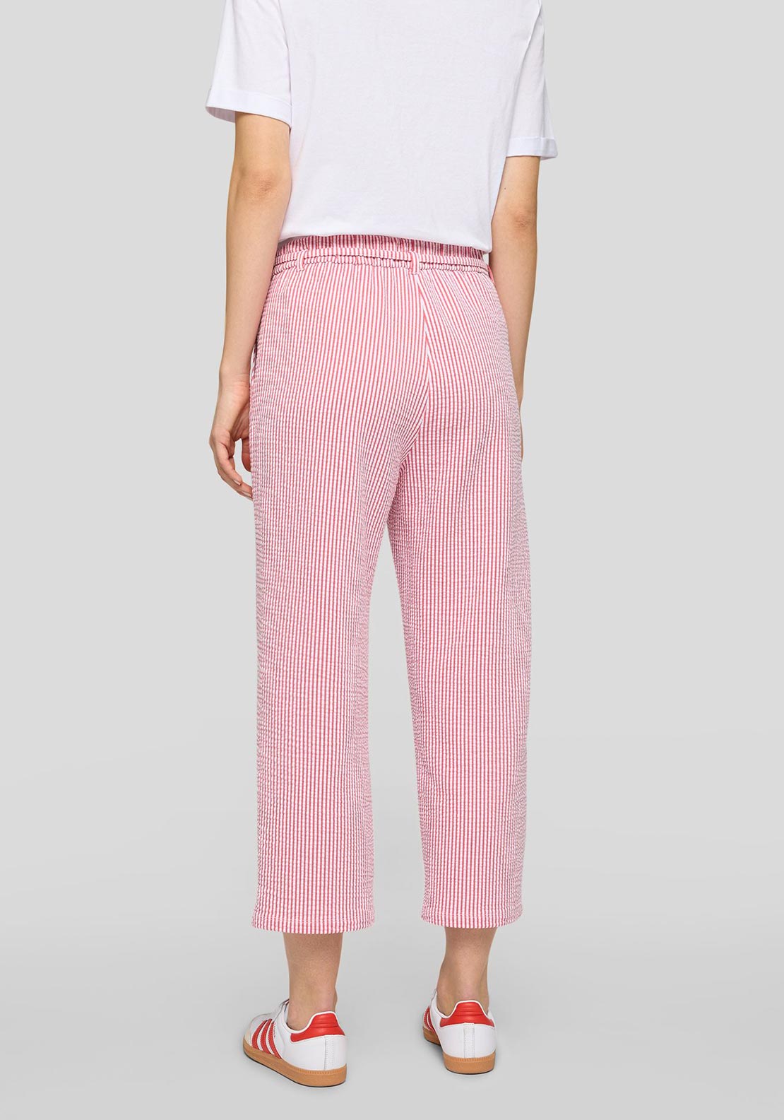 Rabe Cotton-Blend Pinstripe Wide Leg Trousers, Red and White