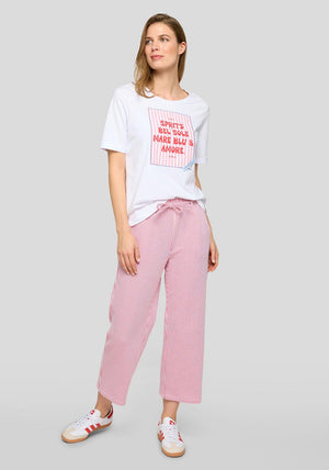 Rabe Cotton-Blend Pinstripe Wide Leg Trousers, Red and White