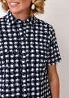Rabe Geometric Print Button-Down Front Dress, Navy