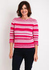 Rabe Round Neck Stripe Knit Sweater, Pink