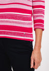 Rabe Round Neck Stripe Knit Sweater, Pink