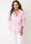 Rabe Striped Embroidered Applique Shirt, Pink