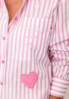 Rabe Striped Embroidered Applique Shirt, Pink