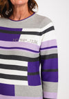 Rabe Multicoloured Stripe Knitted Sweater, Violet