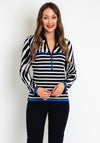 Rabe Multi Pattern Embellished Half Zip Sweater, Blue