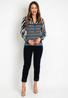 Rabe Multi Pattern Embellished Half Zip Sweater, Blue