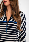Rabe Multi Pattern Embellished Half Zip Sweater, Blue
