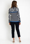 Rabe Multi Pattern Embellished Half Zip Sweater, Blue