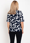 Rabe Round Neck Print Top, Navy