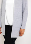 Rabe Embellished Long Open Knit Cardigan, Grey