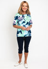 Rabe Leaf Print Elastic Hem Top, Multi-Coloured