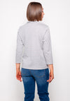 Rabe Zip Neck Striped Top, Grey and White