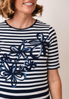 Rabe Striped Flower T Shirt, Navy and White