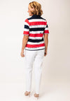 Rabe Striped Zip Neck Polo Shirt, Red and Navy