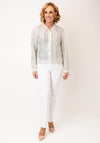 Rabe Metallic Knit Zipped Cardigan, Silver