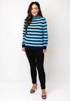 Rabe Striped High Neck Knit Jumper, Blue & Navy