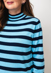 Rabe Striped High Neck Knit Jumper, Blue & Navy