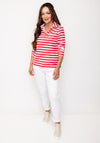 Rabe Collared Long Sleeve Striped Top, Red