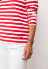 Rabe Collared Long Sleeve Striped Top, Red