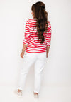 Rabe Collared Long Sleeve Striped Top, Red