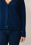 Rabe Ribbed V-Neck Cardigan, Navy