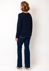 Rabe Fine Knit Stitch Detail V Neck Sweater, Navy