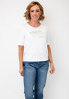 Rabe Printed Slogan With Rhinestone Detail T-Shirt, White