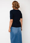 Rabe Printed Slogan With Rhinestone Detail T-Shirt, Navy