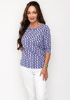 Rabe Geo Print Cropped Sleeve Top, Purple