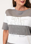Rabe Chunk Stripe with Rhinestone Detail Top, Grey Multi