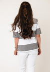 Rabe Chunk Stripe with Rhinestone Detail Top, Grey Multi