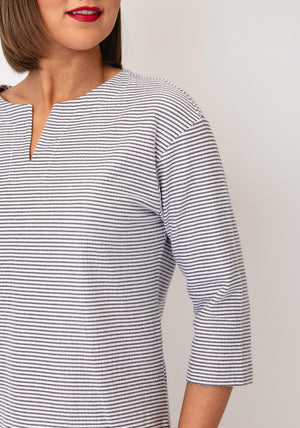 Rabe Striped with Chest Detail Blouse, Grey
