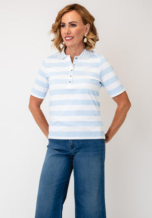Rabe Striped Polo Shirt, Blue