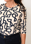 Rabe Graphic Print Cropped Sleeve Top, Beige