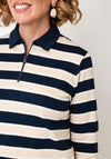 Rabe Quarter Zip Striped Jumper, Navy Multi