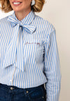 Rabe Pinstripe Pussybow Blouse, Blue